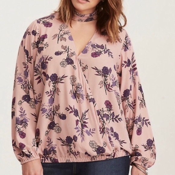 torrid Tops - Torrid 1 pink choker floral peasant top boho